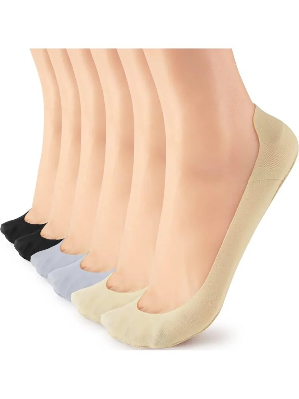 🧦Women's Nude Blue No Show Socks Liner Ultra Low Cut Non Slip Socks for Flats